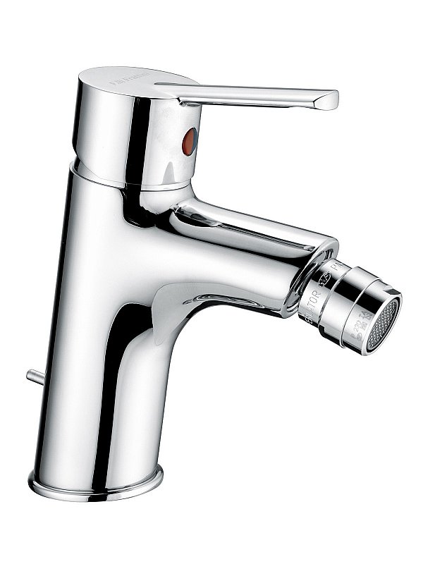 Single-control bidet with tubes and drain