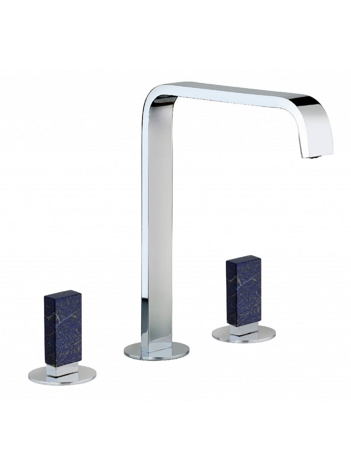 3-Loch Waschtischbatterie mit hohem, festem Auslauf ohne Abfluss