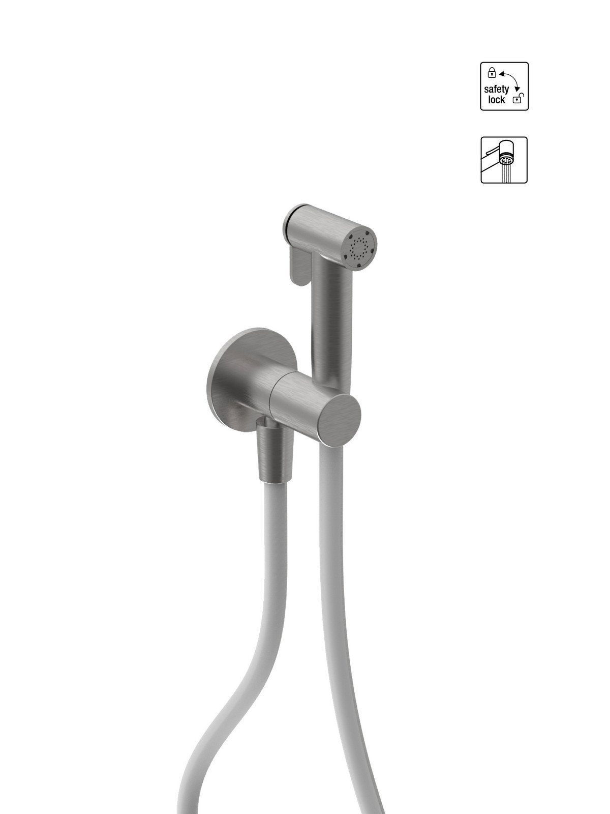 Handbrause mit Flex Schlauch, Wandschlussbogen mit Halter