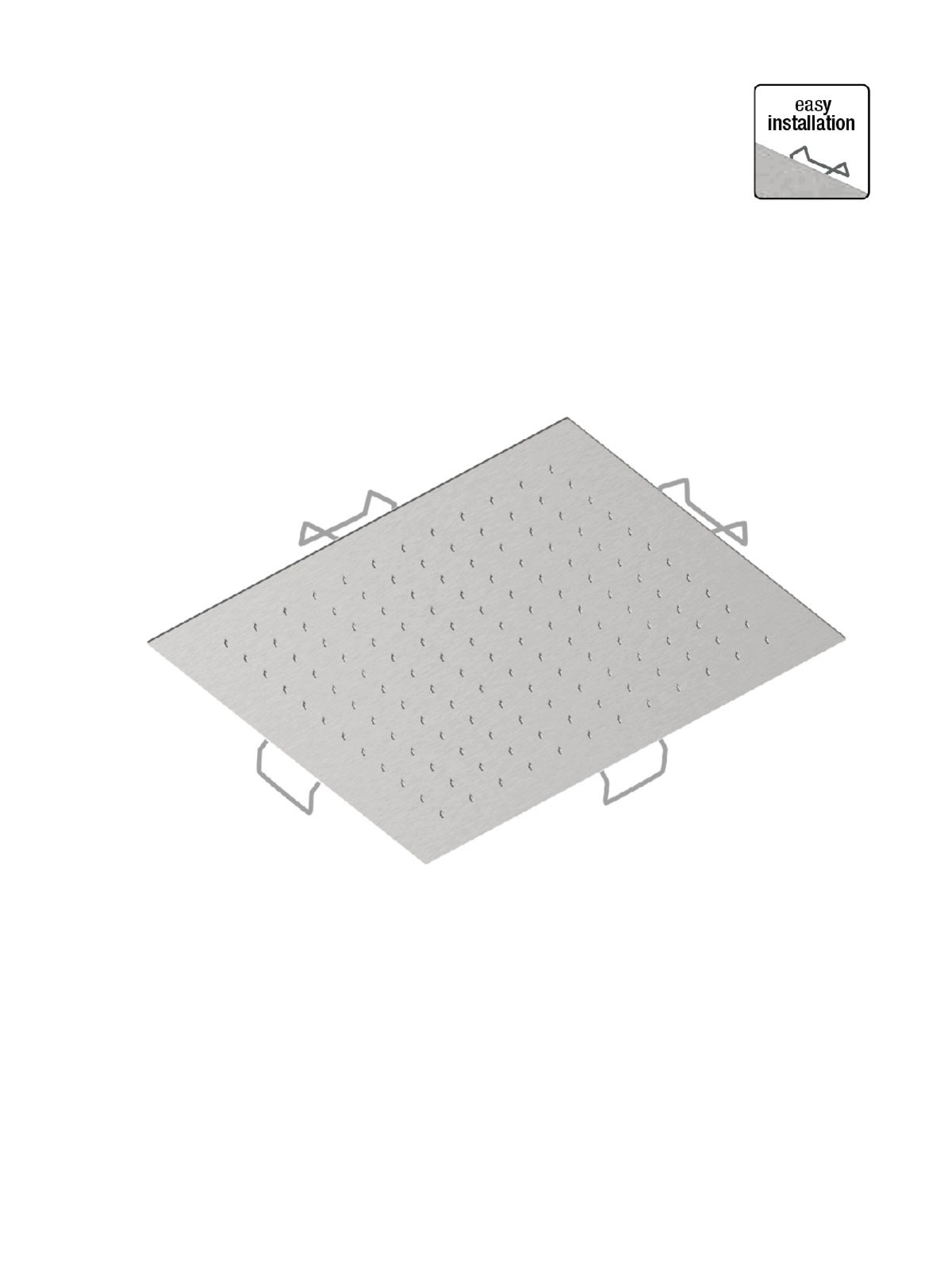 Kalkschutze UP-Brause aus Edelstahl Decke Montage 34x34 cm